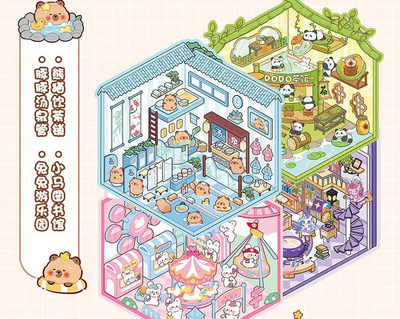 🏞️✨ 20 Stickers 3D – Album de Paysages Cartoon DIY