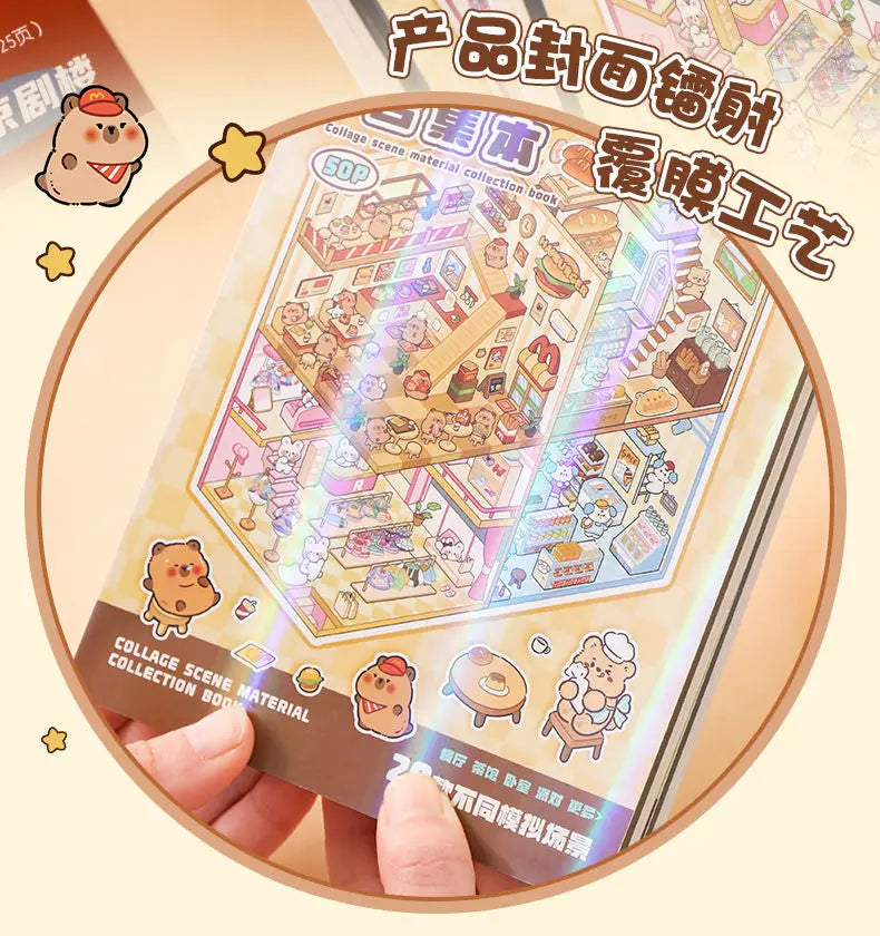 🏞️✨ 20 Stickers 3D – Album de Paysages Cartoon DIY