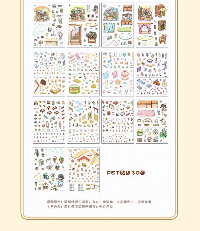 🏞️✨ 20 Stickers 3D – Album de Paysages Cartoon DIY