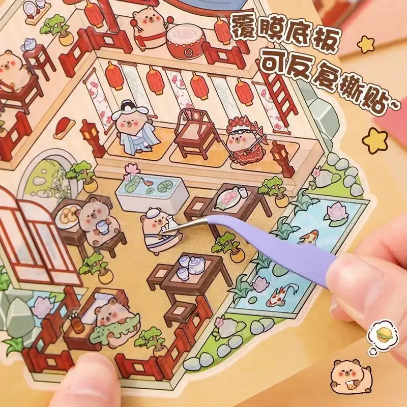 🏞️✨ 20 Stickers 3D – Album de Paysages Cartoon DIY