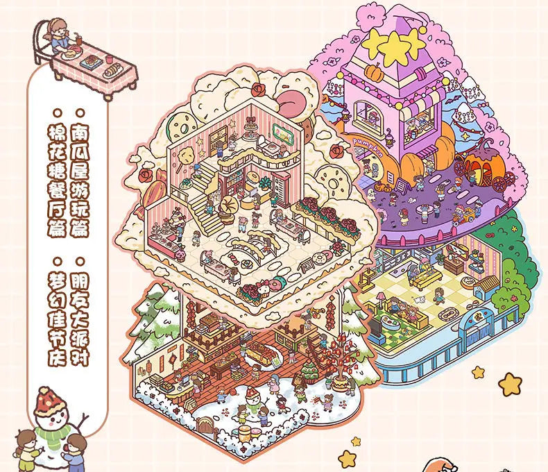 🏞️✨ 20 Stickers 3D – Album de Paysages Cartoon DIY