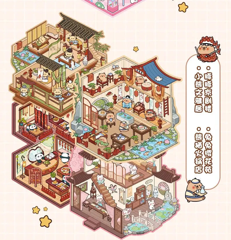 🏞️✨ 20 Stickers 3D – Album de Paysages Cartoon DIY