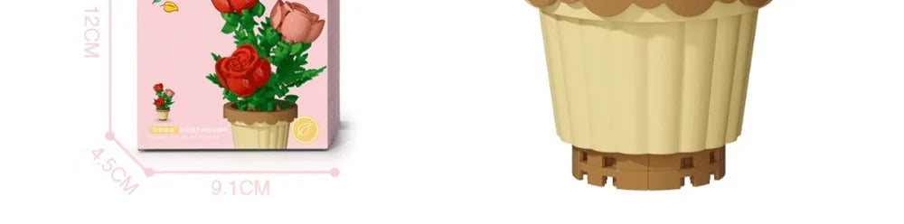 🌸 Bloc de Construction Fleur en Pot – Tournesol, Rose & Lys