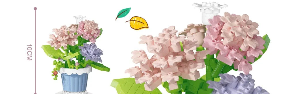 🌸 Bloc de Construction Fleur en Pot – Tournesol, Rose & Lys
