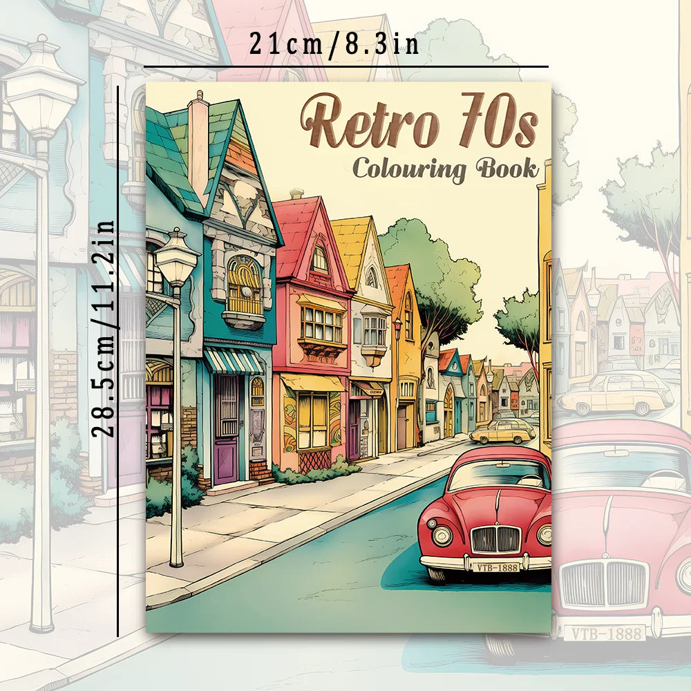 🖌️✨ Retro Livre de Coloriage,, 30 Motifs Anti-Stress