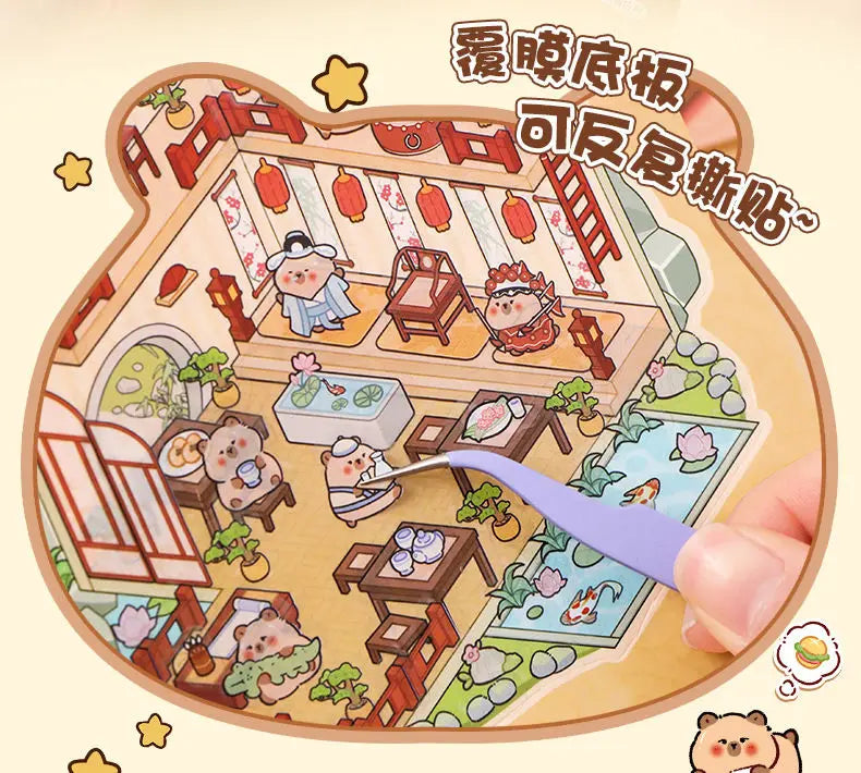 🏞️✨ 20 Stickers 3D – Album de Paysages Cartoon DIY