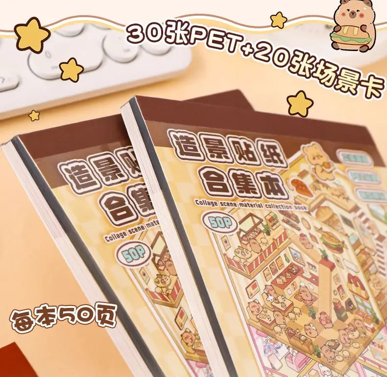 🏞️✨ 20 Stickers 3D – Album de Paysages Cartoon DIY