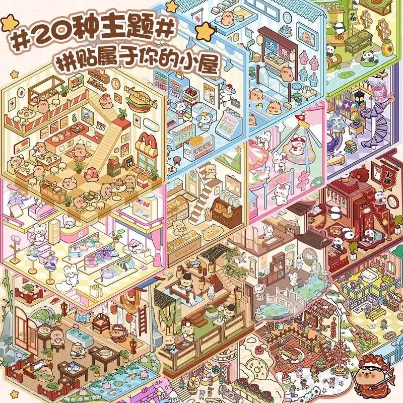 🏞️✨ 20 Stickers 3D – Album de Paysages Cartoon DIY